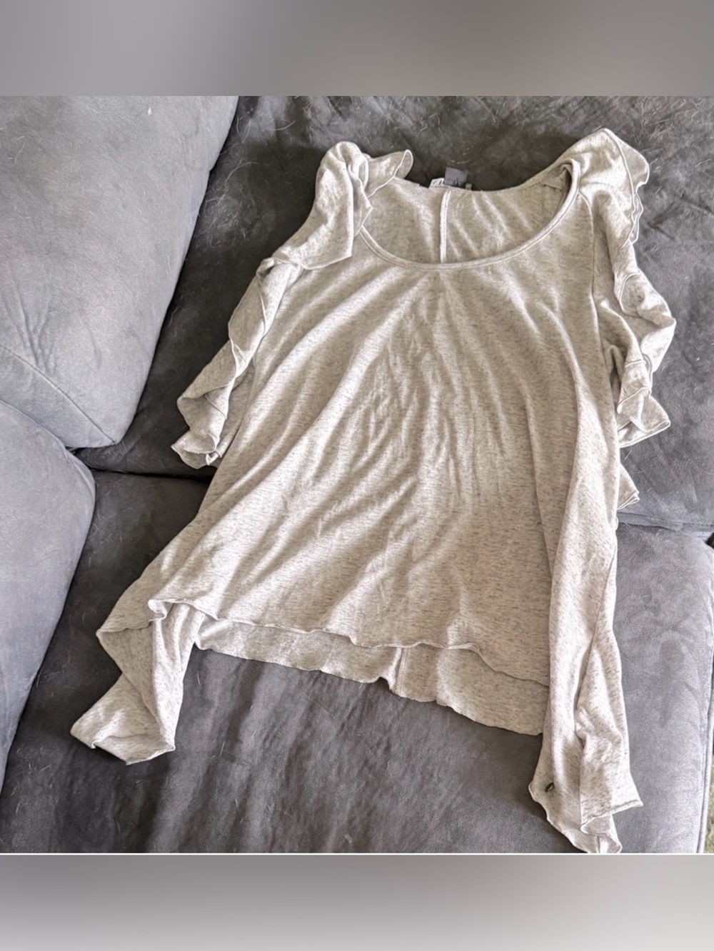 Armani Exchange sleeveless heathered ruffled top